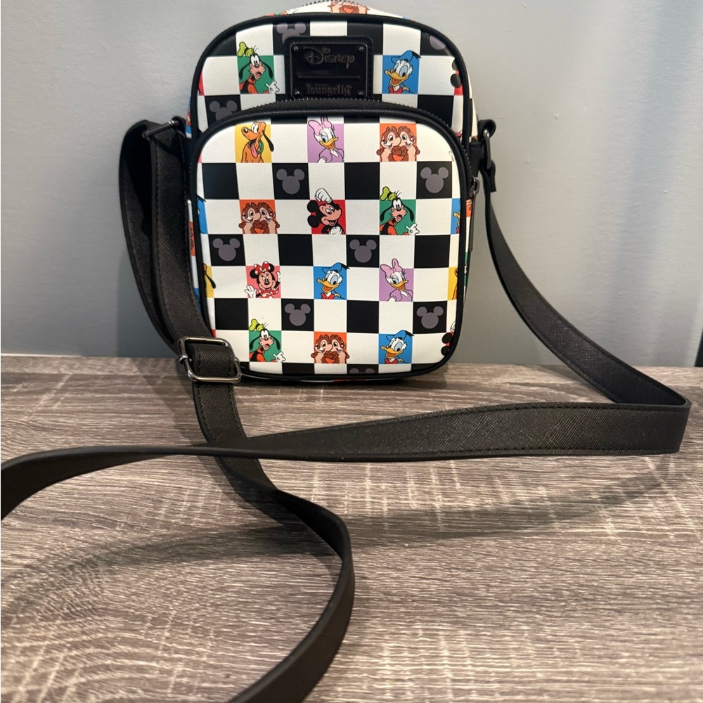 Loungefly Mickey & Friends Checkered Crossbody Bag